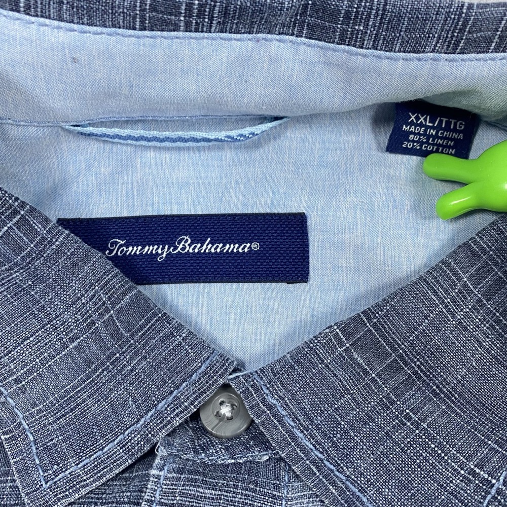 Tommy Bahama Button Down Shirt Mens XXL Blue Linen Cotton Slub Long Sleeve - Picture 11 of 16